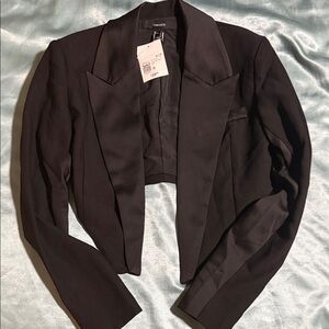 Forever 21 Women's Elegant Cropped Black Suit Jacket